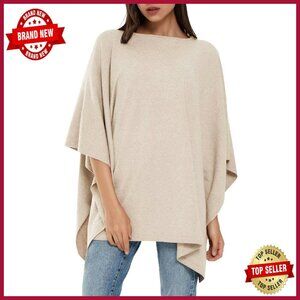 Soft Knit Pullover Poncho Sweater Shawl Wrap Loose Fit Baggy Top